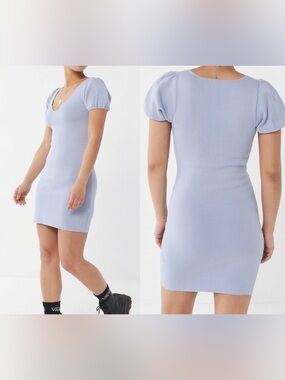 uo embroidered ponte straight neck dress UO Embroidered Ponte Straight-Neck Dress